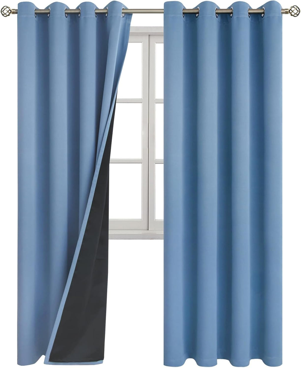 BGment Thermal Insulated 100% Blackout Curtains for Bedroom with Black Liner, Double Layer Full Room Darkening Noise Reducing Grommet Curta…