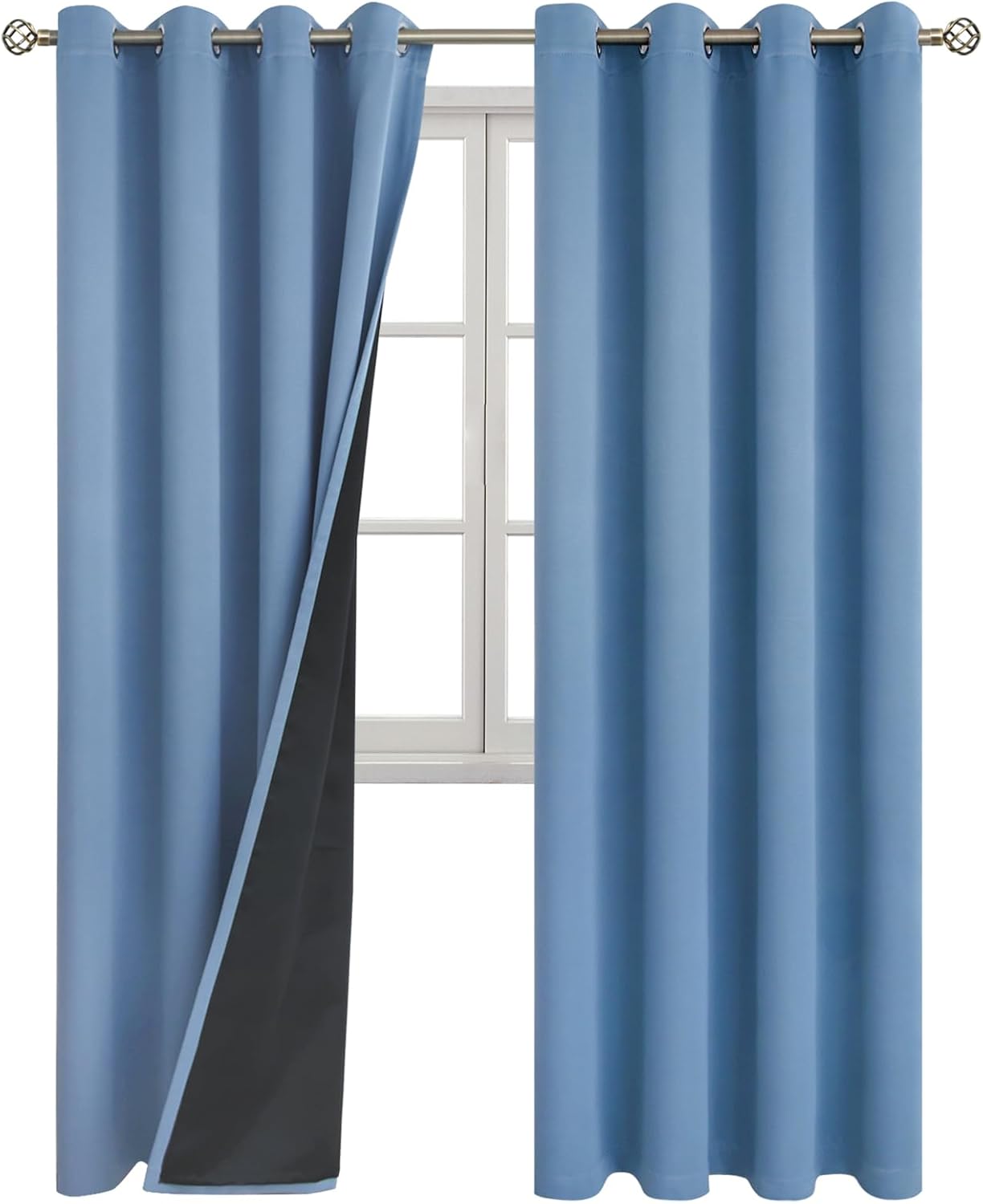 BGment Thermal Insulated 100% Blackout Curtains for Bedroom with Black Liner, Double Layer Full Room Darkening Noise Reducing Grommet Curta…