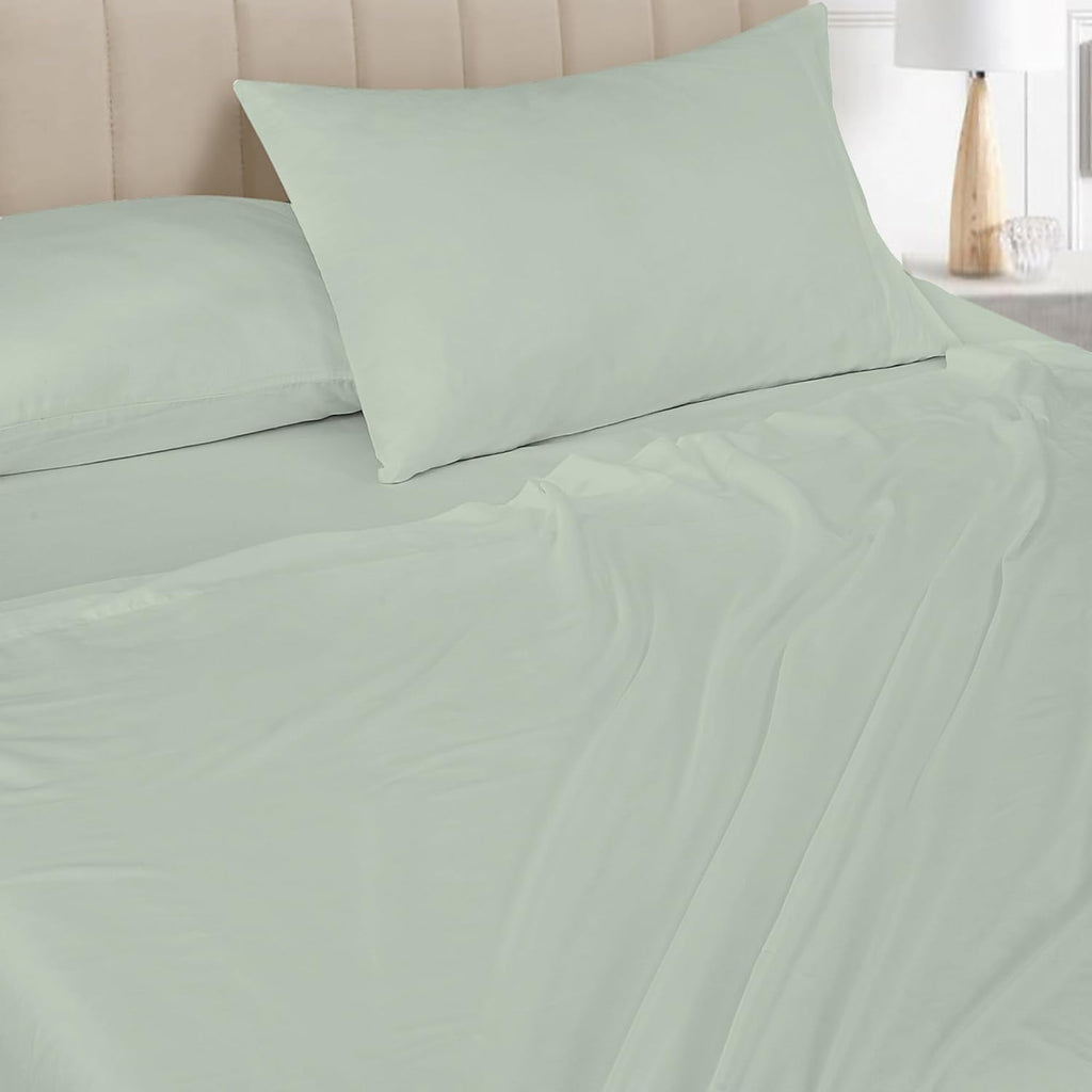 Royalelinens ROYALE LINENS Bamboo Viscose King Sheet Set - Cooling Bed Sheet Set - 1 Fitted, 1 Flat & 2 Pillowcase - Fits Up to 16" - Organ…
