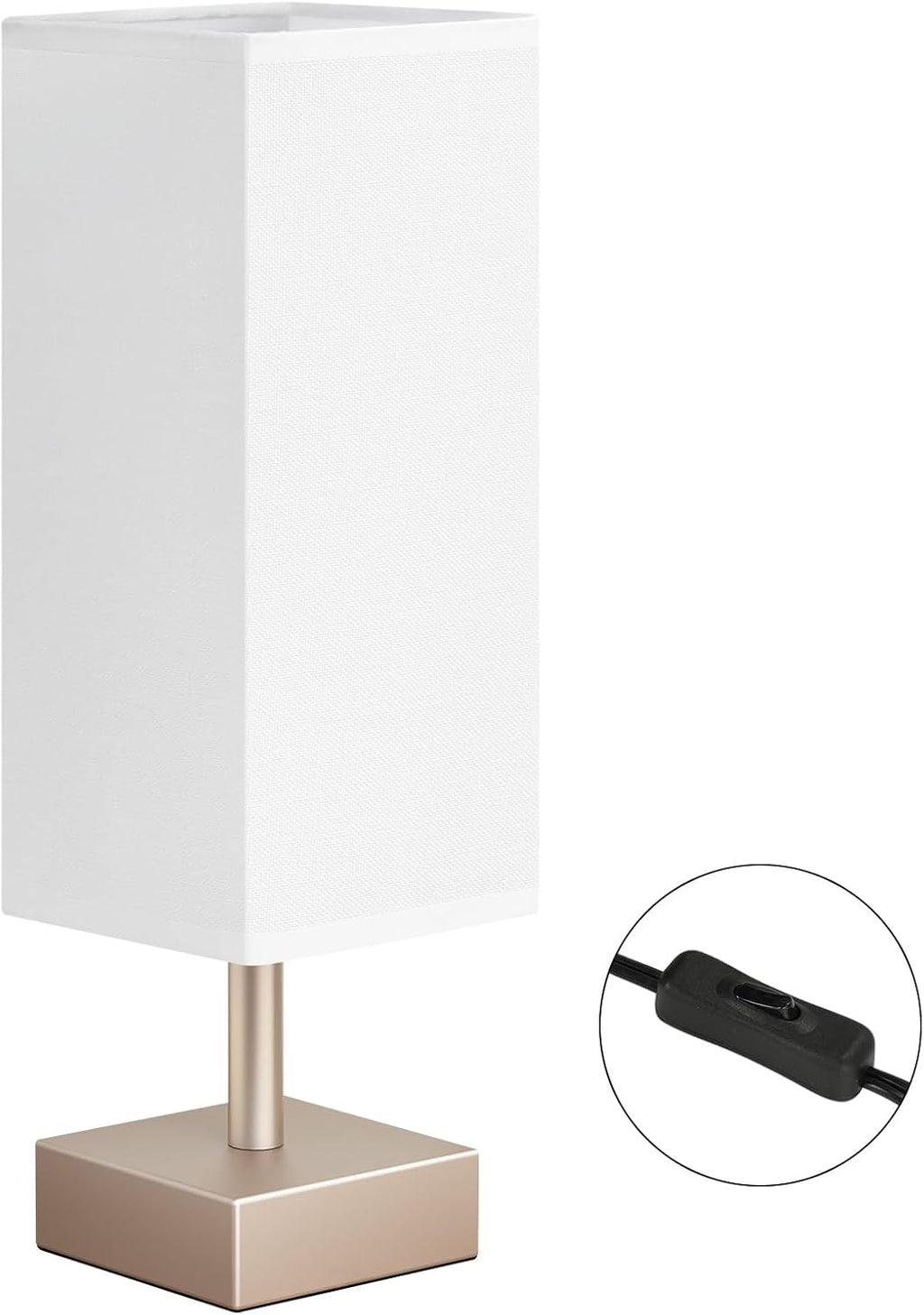 aooshine Antique Small Table Lamp - Bedside Lamp for Bedroom, Minimalist Nightstand Lamp with Square Fabric Shade, Desk Lamp for Kids…