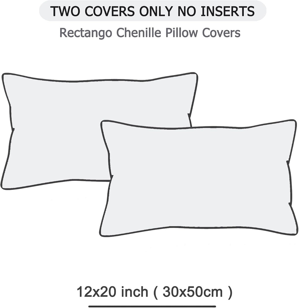 Gawamay Set of 2 Decorative Lumbar Soft Chenille Throw Pillow Covers 12x20 Inch (30x50 CM), Boho Farmhouse Cushion Cases, Couch Pillow Cove…