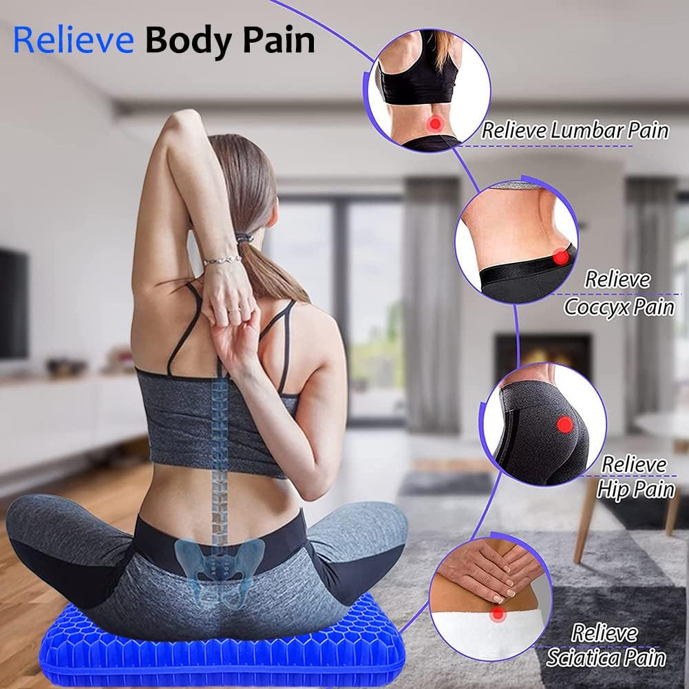 Helishy Gel Seat Cushion for Long Sitting, Extra Thick Gel Cushion for Wheelchair Soft Chair Pads Cushions for Office Home Chairs Car Seats…