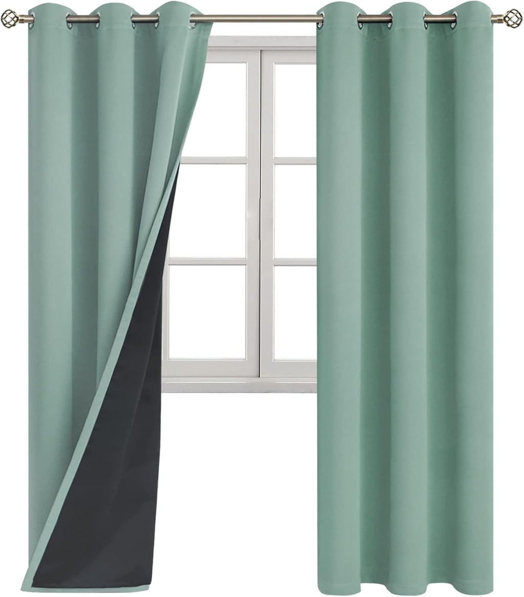 BGment Thermal Insulated 100% Blackout Curtains for Bedroom with Black Liner, Double Layer Full Room Darkening Noise Reducing Grommet Curta…
