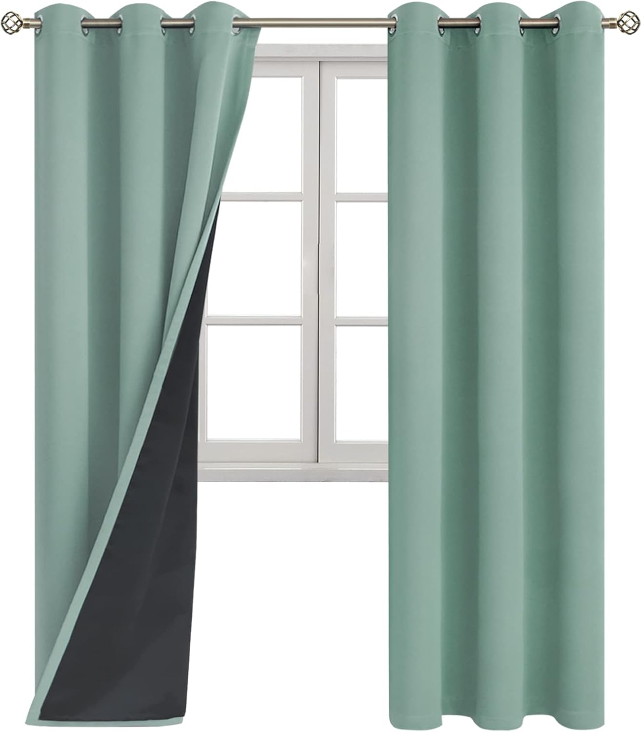 BGment Thermal Insulated 100% Blackout Curtains for Bedroom with Black Liner, Double Layer Full Room Darkening Noise Reducing Grommet Curta…