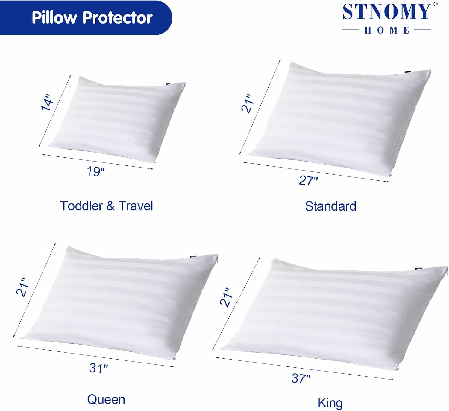 Stnomyhome Cotton Pillow Protectors with Zipper Durable Soft Breathable Pillow Cover Queen Size 2 Pack 2 Pack Cotton White