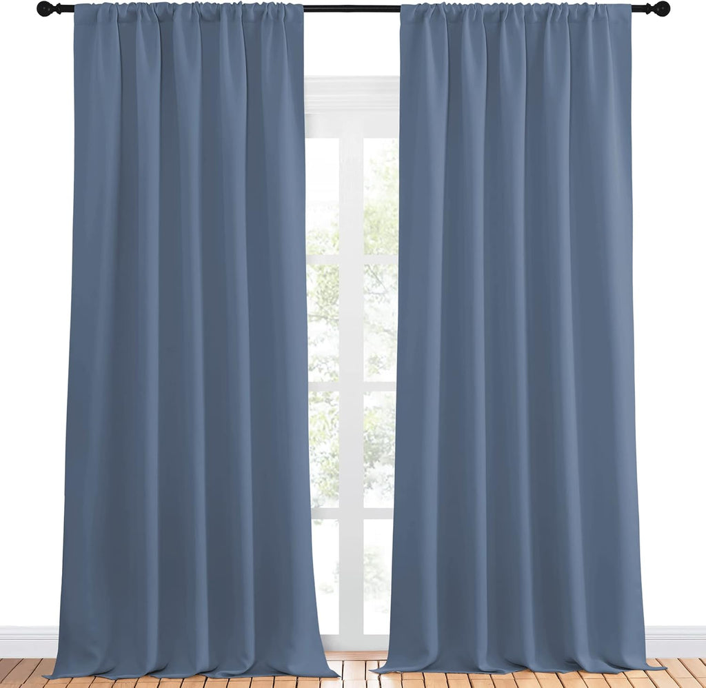 NICETOWN Blackout Curtains Window Draperies - Window Treatment Thermal Insulated Solid Room Darkening Drapes for Bedroom (Stone Blue, Set…