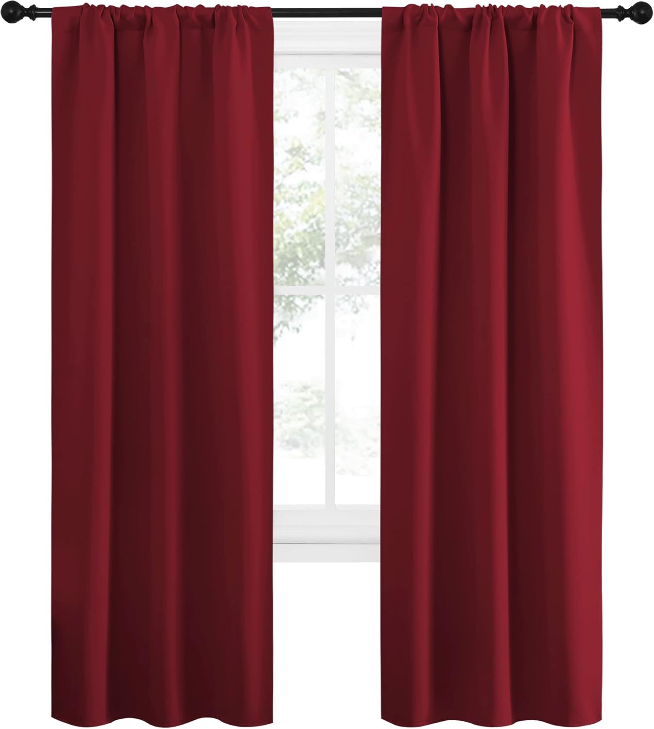 NICETOWN Christmas Burgundy Curtains Blackout Drape Panels - Lights Block Out Window Treatment Short Curtain Sets for Loft and Basement…
