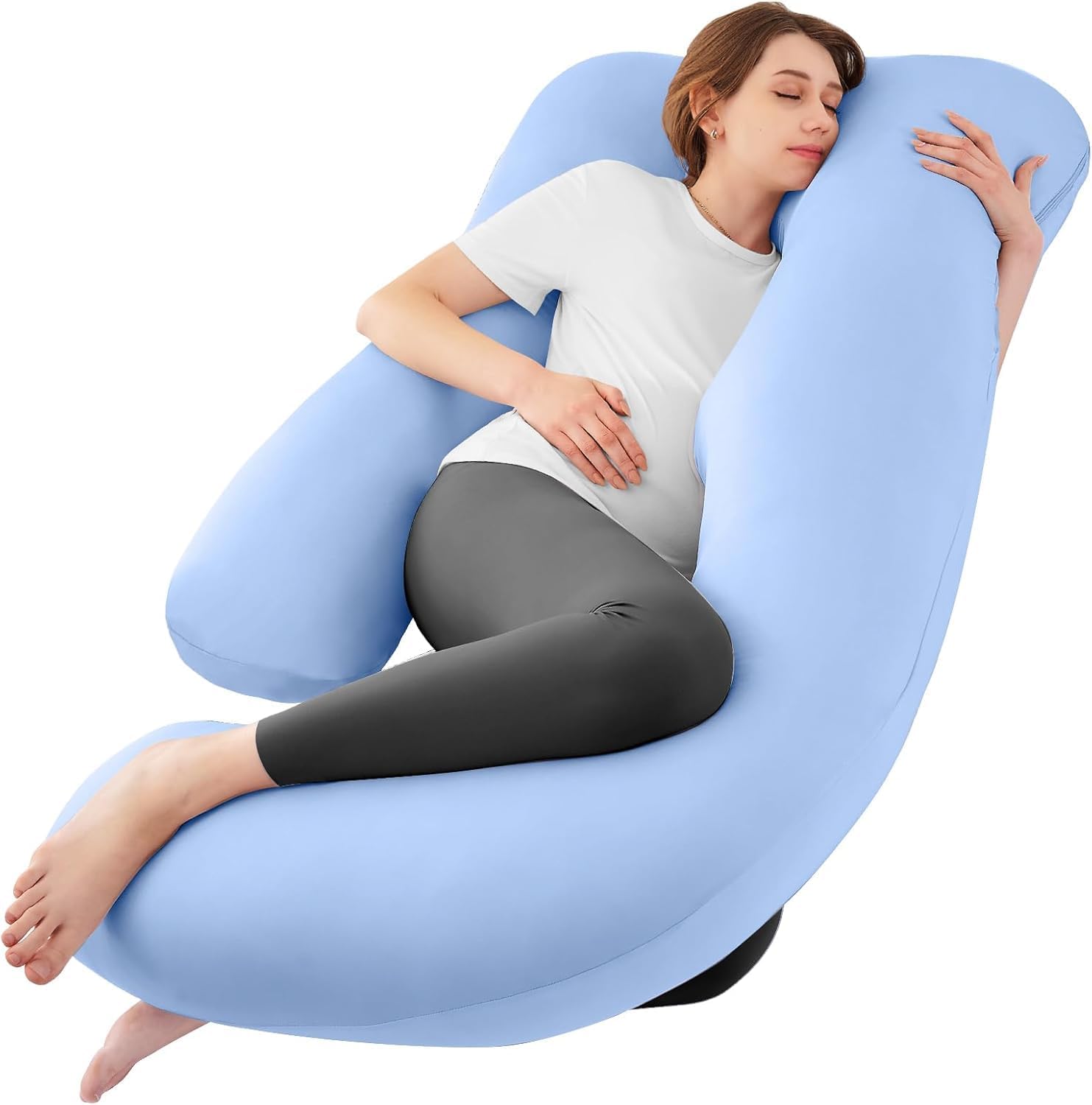 Sasttie Pregnancy Pillows for Sleeping, Jumbo U Shaped Cooling Full Body Pillow with Removable Cover, Pregnant Women Must Haves, Maternity…