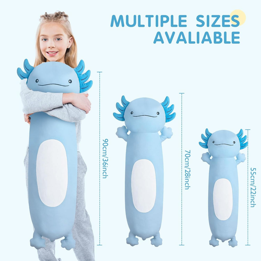 Dalmao 36 inch Cute Giant Blue Axolotl Plush Soft Body Pillow, Large Axolotl Stuffed Animals Toy, Squishy Plushies Gifts for Kids Boys…