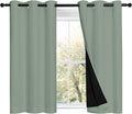 Nicetown Greyish Green 100% Blackout Curtains 45 inches Long, 2 Thick Layers Completely Blackout Window Treatment Thermal Insulated Lined D…