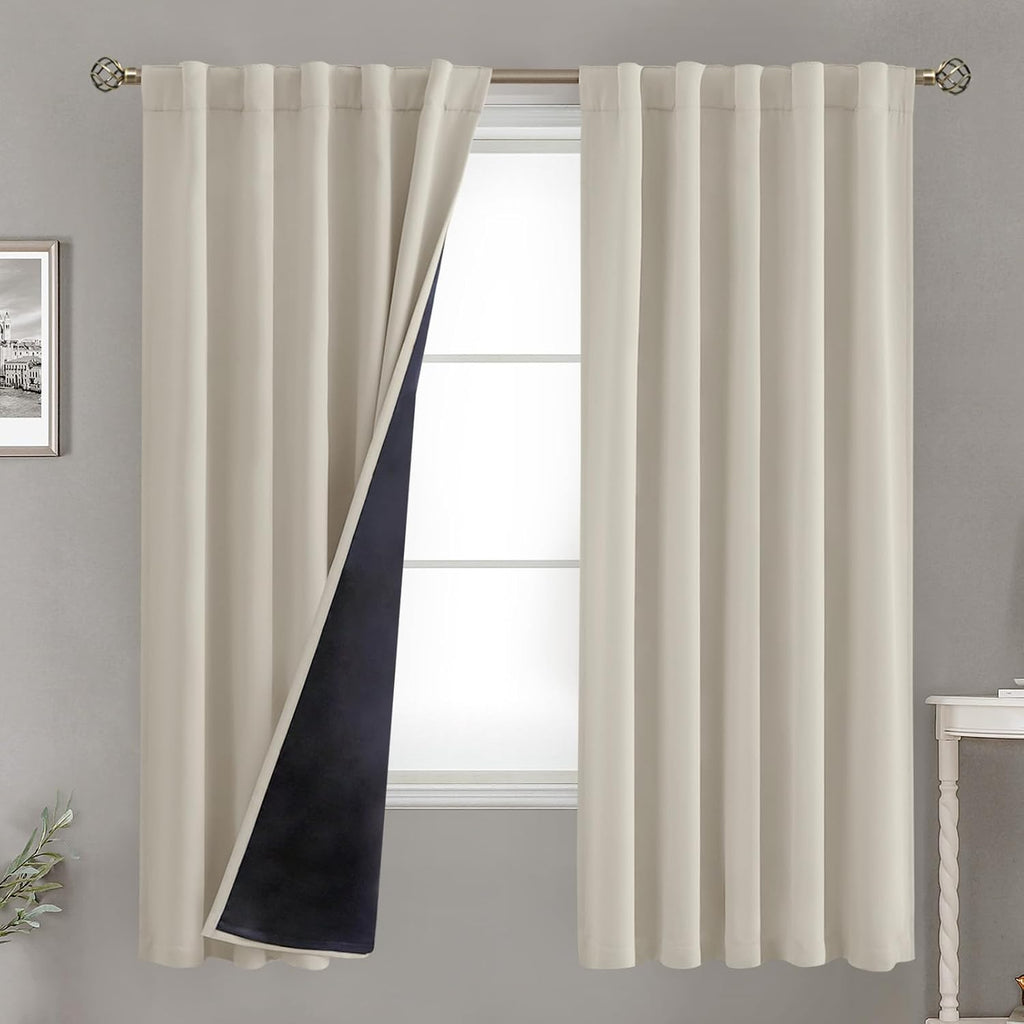 BGment 72 Inch Black Out Curtains with Thermal Insulated Liner, 100% Blackout Noise Reducing Full Room Darkening Rod Pocket and Back Tab…