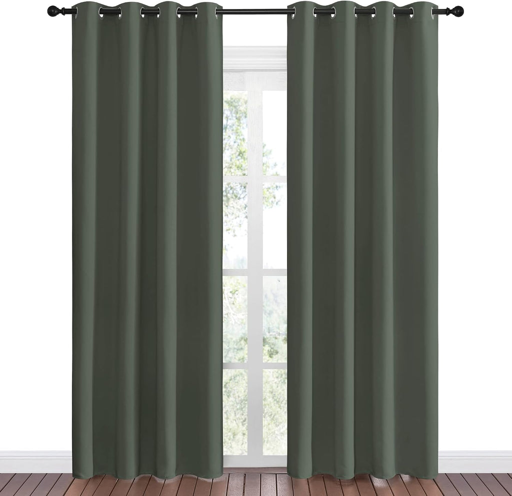 Nicetown Dark Mallard Blackout Curtains Grommet - Home Decorations Thermal Insulated Solid Grommet Top Blackout Living Room Panels/Drapes f…