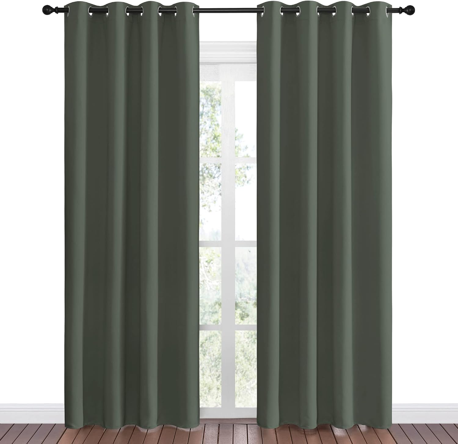 Nicetown Dark Mallard Blackout Curtains Grommet - Home Decorations Thermal Insulated Solid Grommet Top Blackout Living Room Panels/Drapes f…