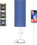 Dott Arts 18" Table Lamp for Bedroom, 3-Color Bedside Lamps with Pull Chain, Bedroom Table Lamps for Nightstand, AC Outlet Small Lamp for…