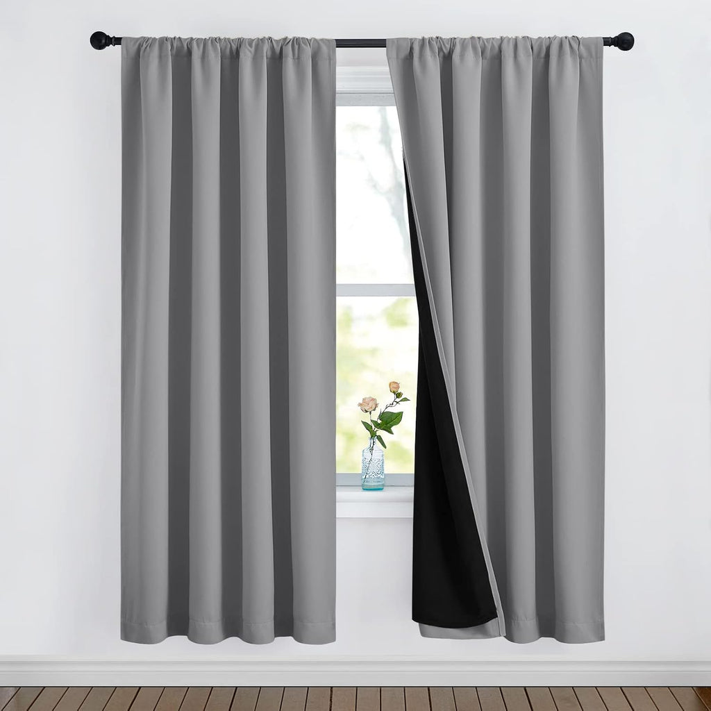 Nicetown Full Shade Curtain Panels, Pair of Energy Smart Rod Pocket Blackout Drapes for Guest Room Window, Thermal Insulated Guest Room Lin…