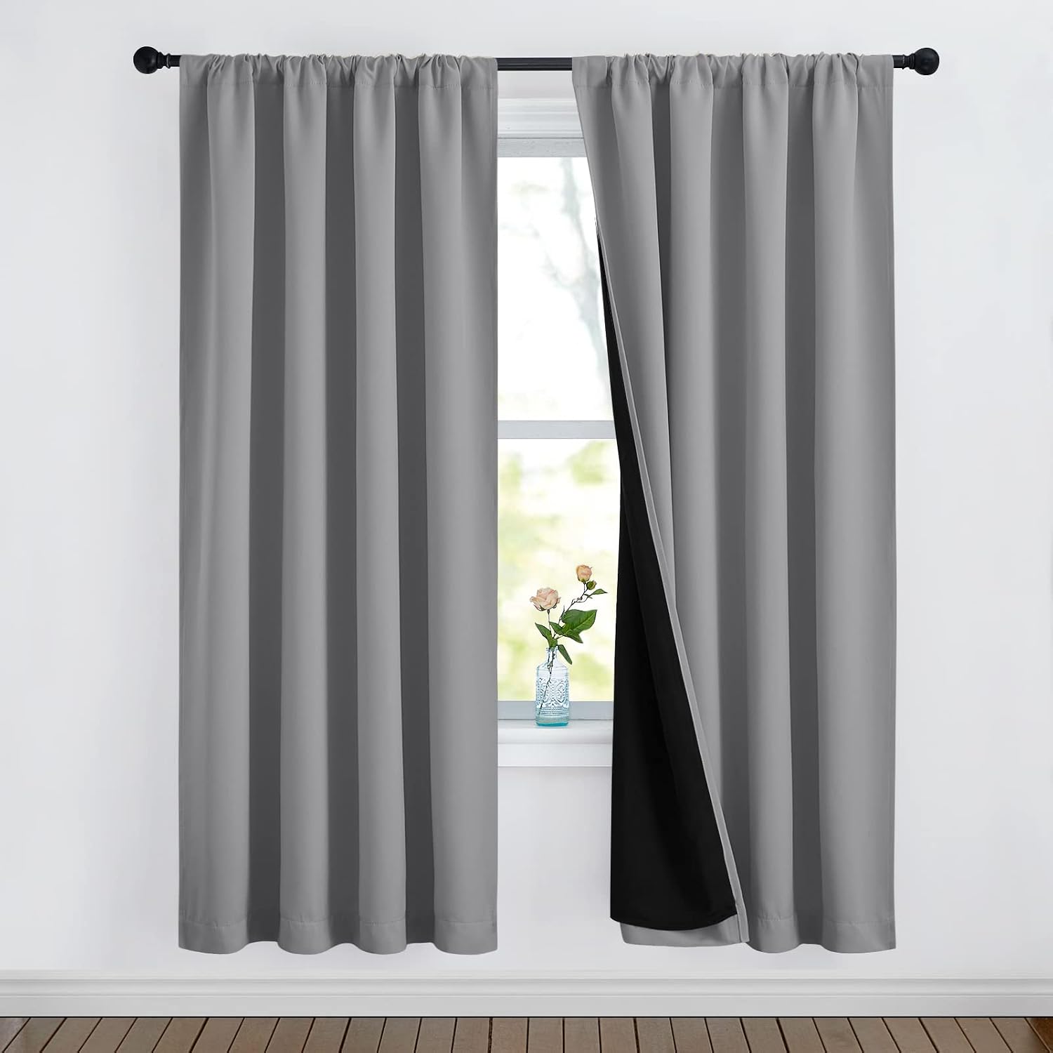 Nicetown Full Shade Curtain Panels, Pair of Energy Smart Rod Pocket Blackout Drapes for Guest Room Window, Thermal Insulated Guest Room Lin…