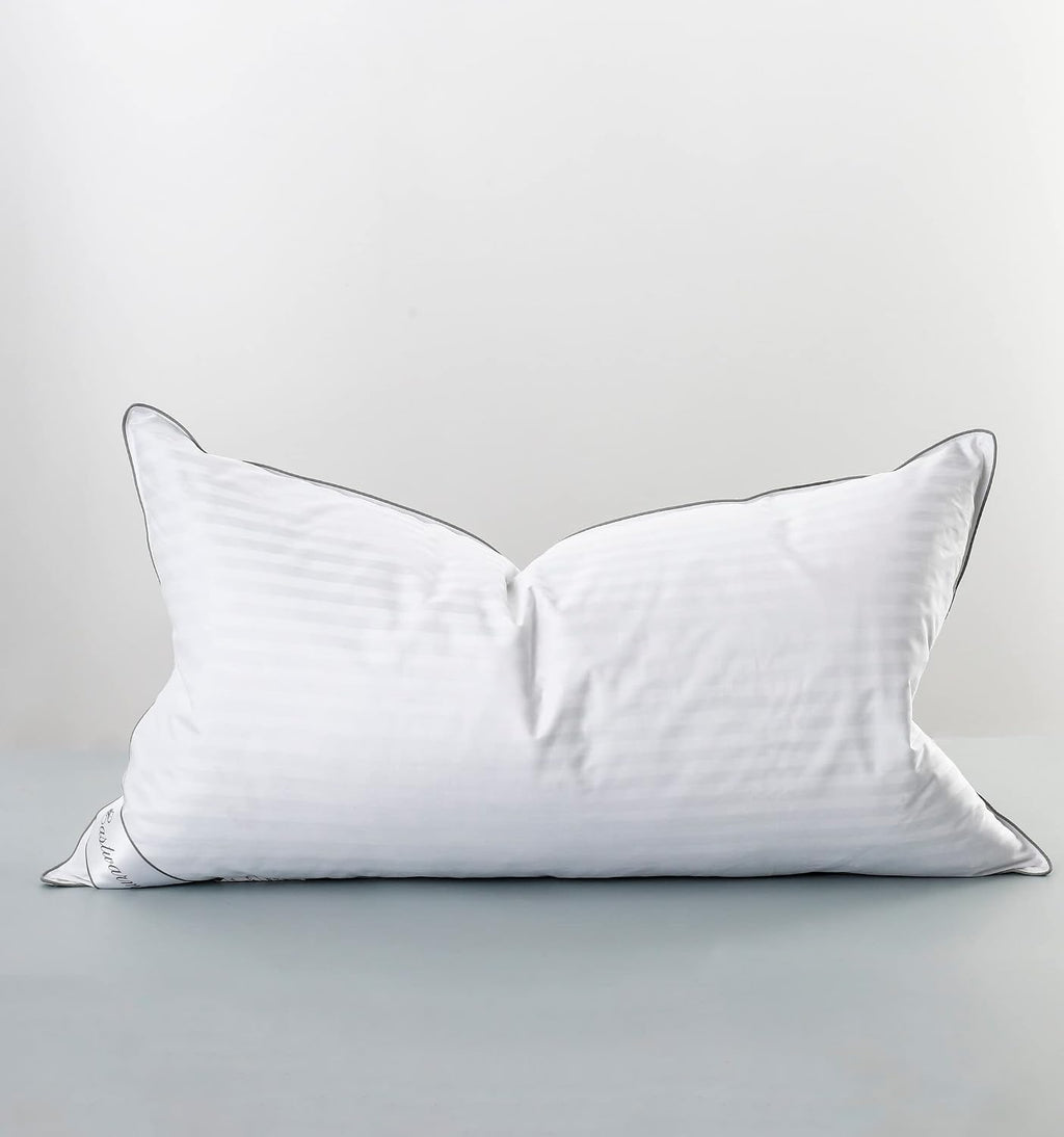 Eastwarmth Goose Feather Down Pillow for Sleeping, 100% Cotton Cover King (20X36IN) Bed Pillow Stripe White 1 Pack 1 Pack 50 oz Cotton