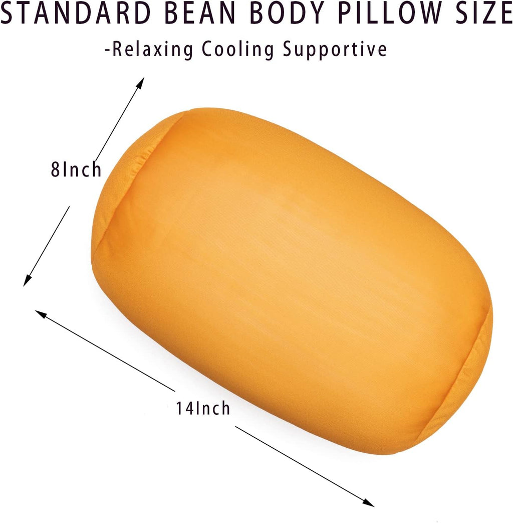 Squish Bean Bed Microbead Pillow Bolster Tube Body Pillow Smooth Cool Touch Fabric Neck & Back Support Throw Travel Pillow Fun Colors…