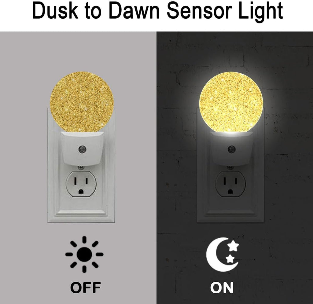 Gold Glitter Shine Night Light Plug-in Sleep Lamp Led Dusk to Dawn Night Light for Bedroom