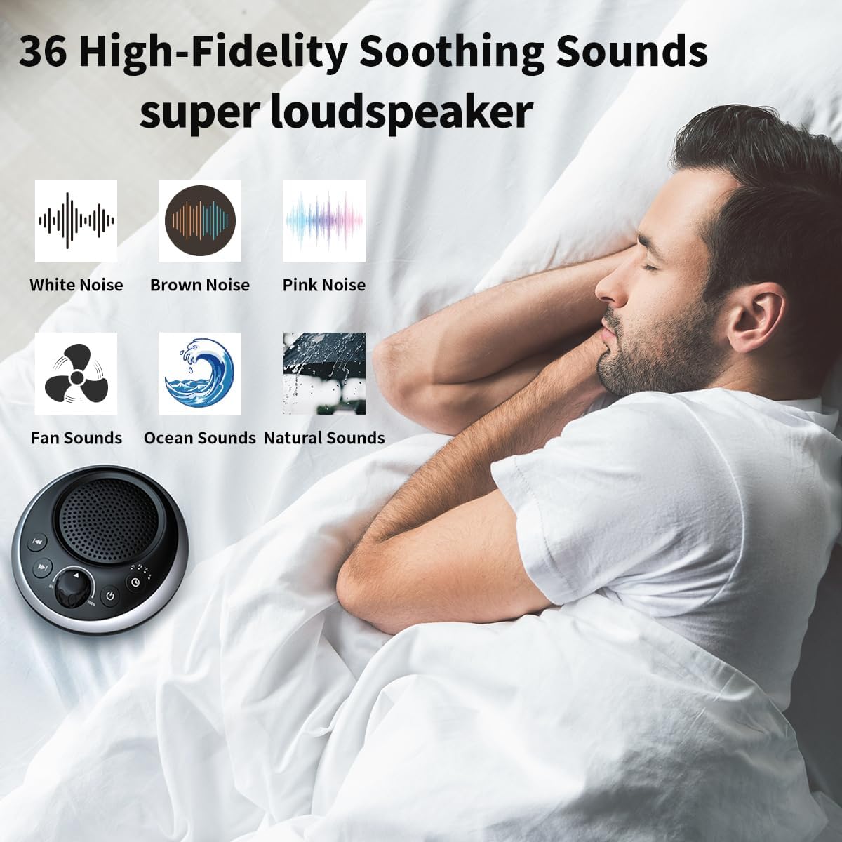 iDealSleep Rechargeable Portable Brown Noise Machine 2000mAH Large Battery Sound White Noise Machine 30 Soothing Sounds for Baby Kids Adult…