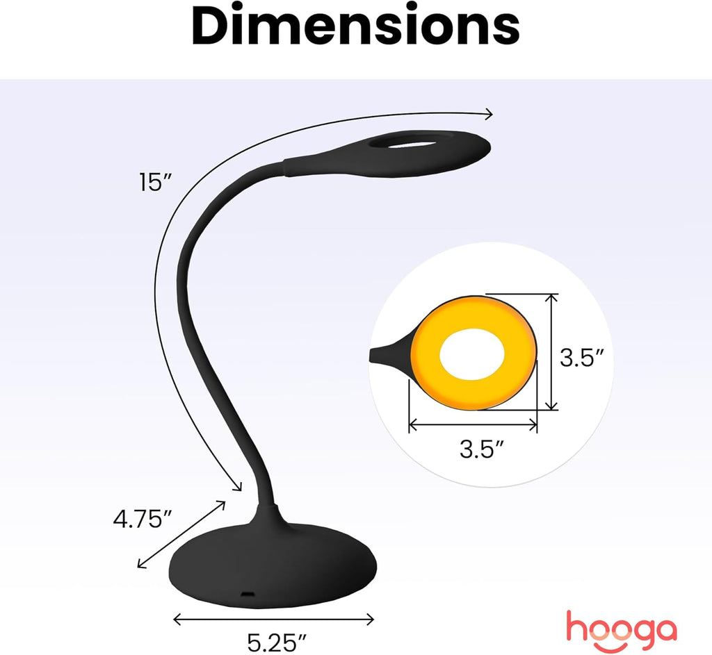 hooga Desk Lamp, Blue Light Blocking, 3 Modes: Amber 1600K, Red, Full-Spectrum 4000K, Dimmable, Rechargeable, Eye Strain Relief…