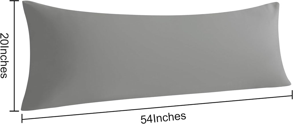 Ntbay 2-Piece Body Pillowcase Set, 20x54 inches, Smoke Grey, Microfiber, Wrinkle-Free, Fade-Resistant, Envelope Closure Grey