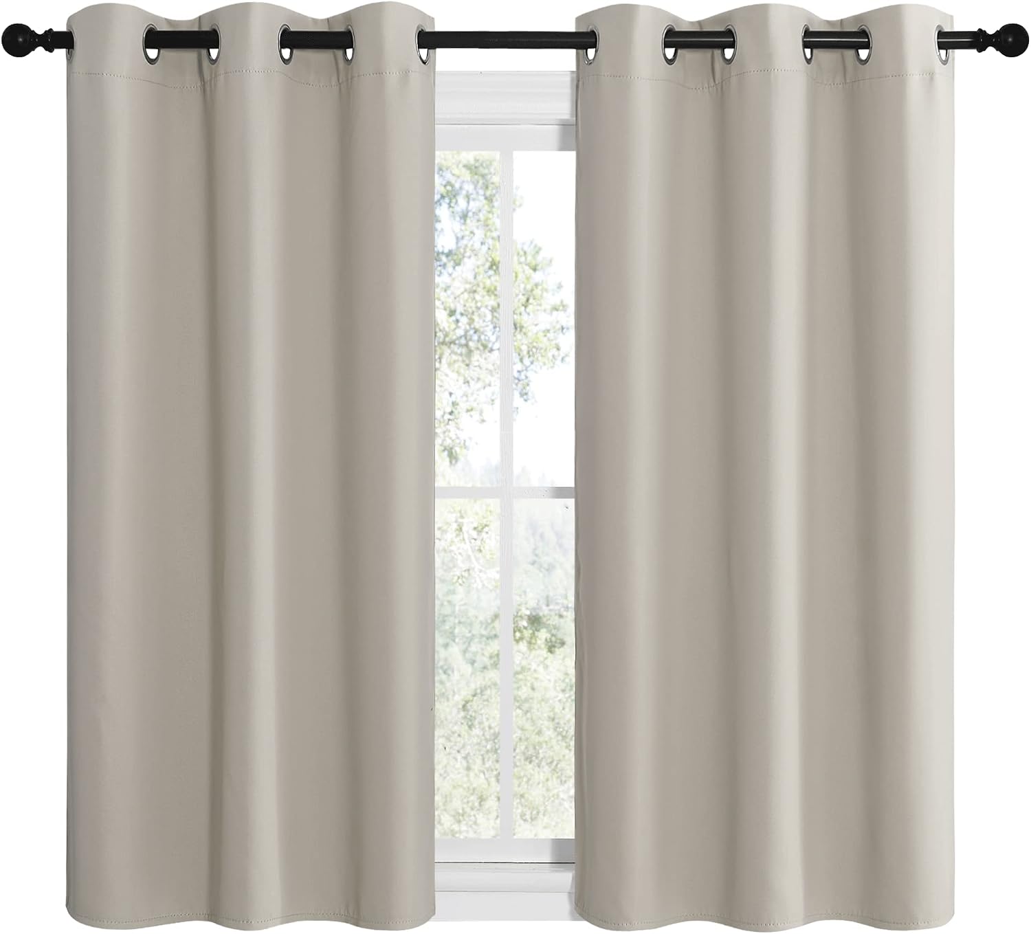 NICETOWN Kitchen Curtains for Decoration, Thermal Insulated Grommet Room Darkening Draperies/Panels for Laundry (Natural, 2 Panels, W42 x…