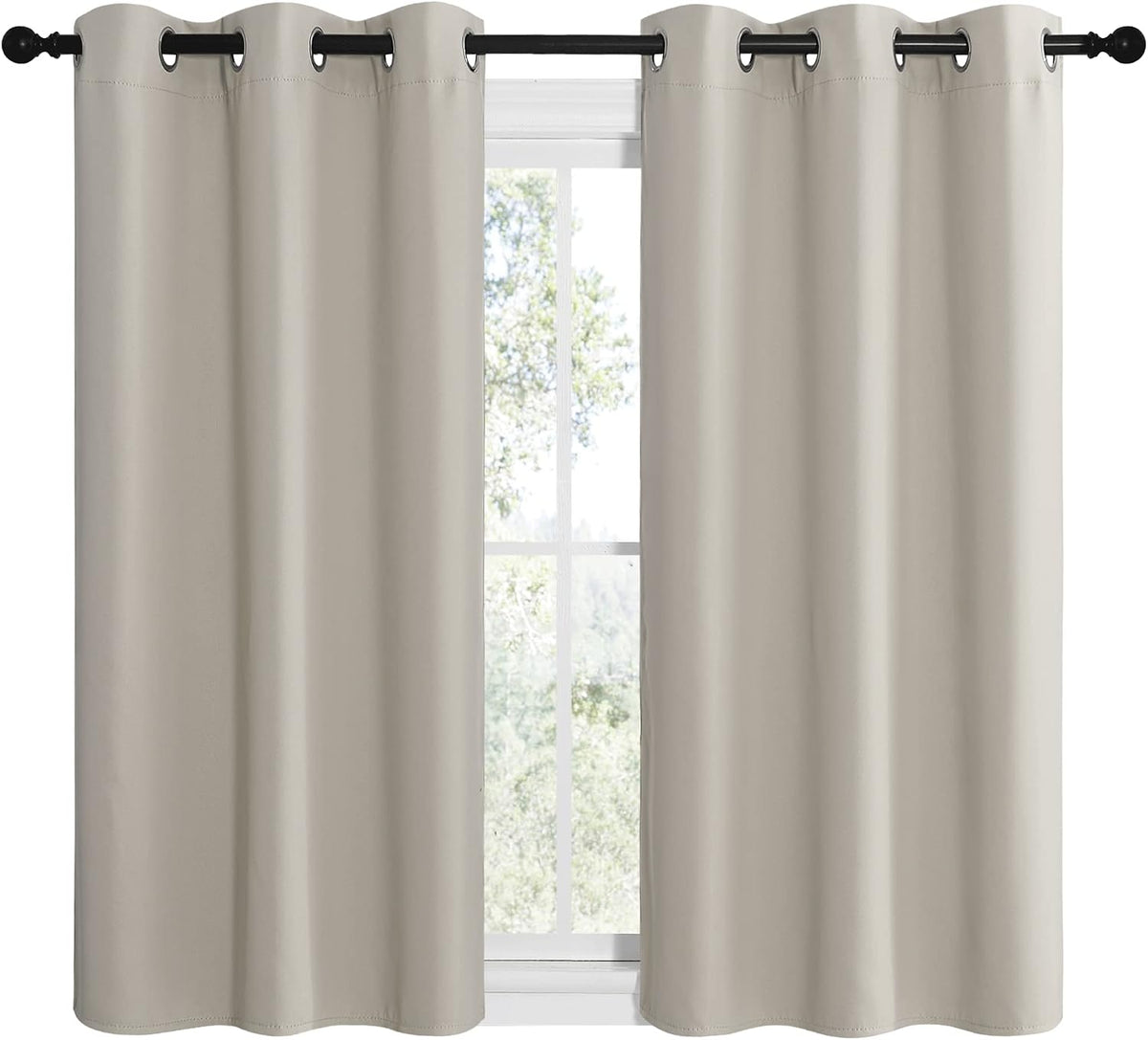 NICETOWN Kitchen Curtains for Decoration, Thermal Insulated Grommet Room Darkening Draperies/Panels for Laundry (Natural, 2 Panels, W42 x…