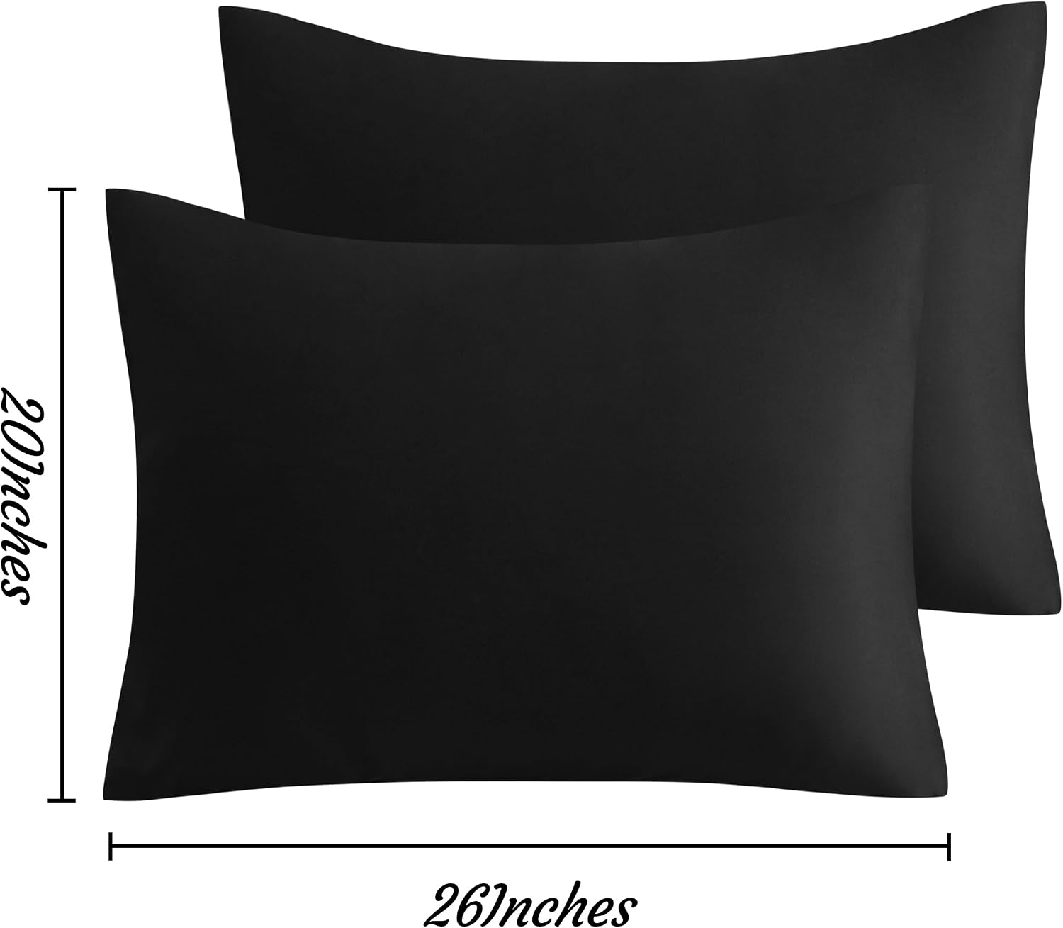 Ntbay Standard Pillow Cases Set of 2, 2 Pack Brushed Microfiber 20x26 Pillow Cases, Soft, Wrinkle, Fade, Stain Resistant Black Pillow Cases…