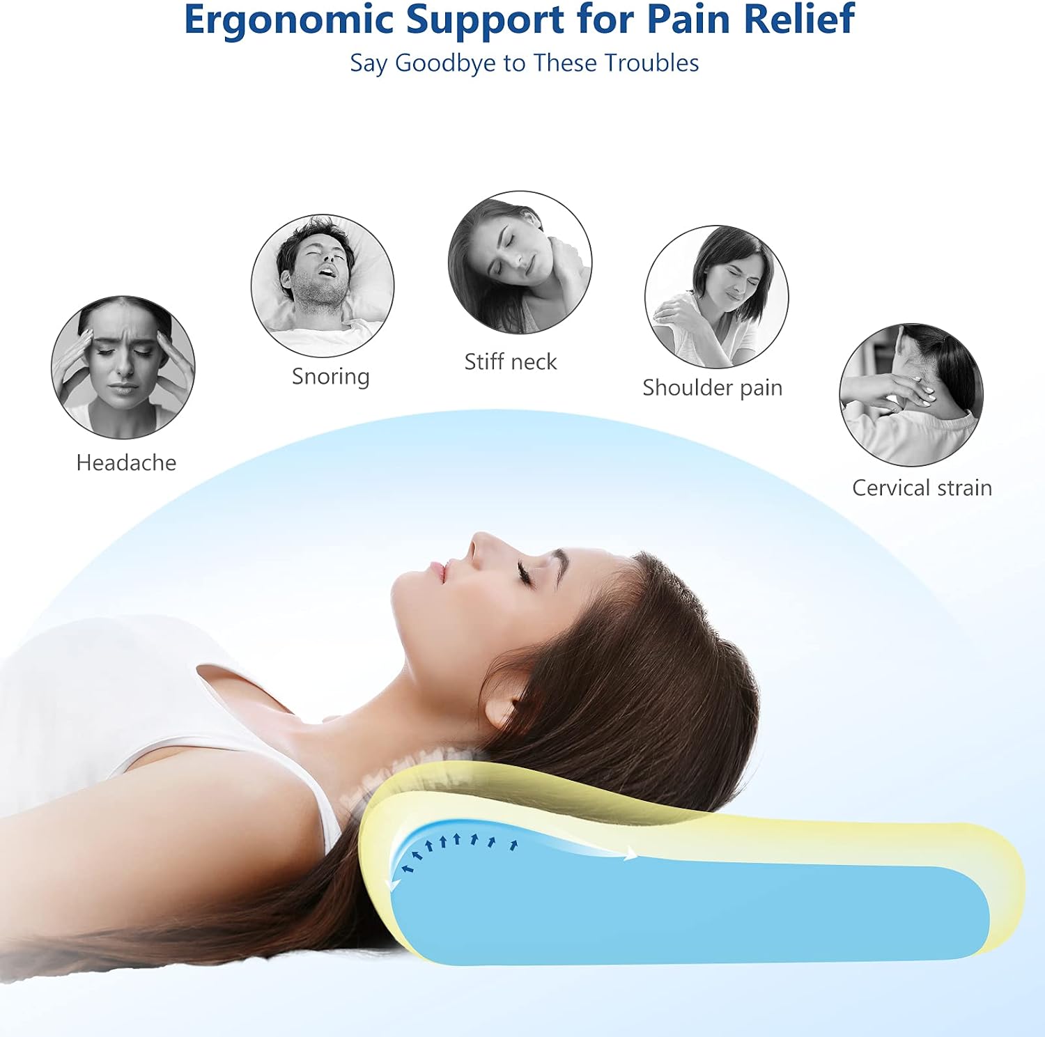 Zamat Memory Foam Pillow for Neck, Adjustable Ergonomic Cervical Sleeping, Orthopedic with Washable Cover, Bed Pillows Side, Back, Stomach…