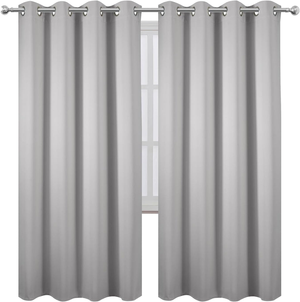 Lemomo Blackout Curtains 66 x 72 Inch Long Light Grey Curtains Set of 2 Panels Room Darkening Curtains for Bedroom and Living Room 72 Inch…