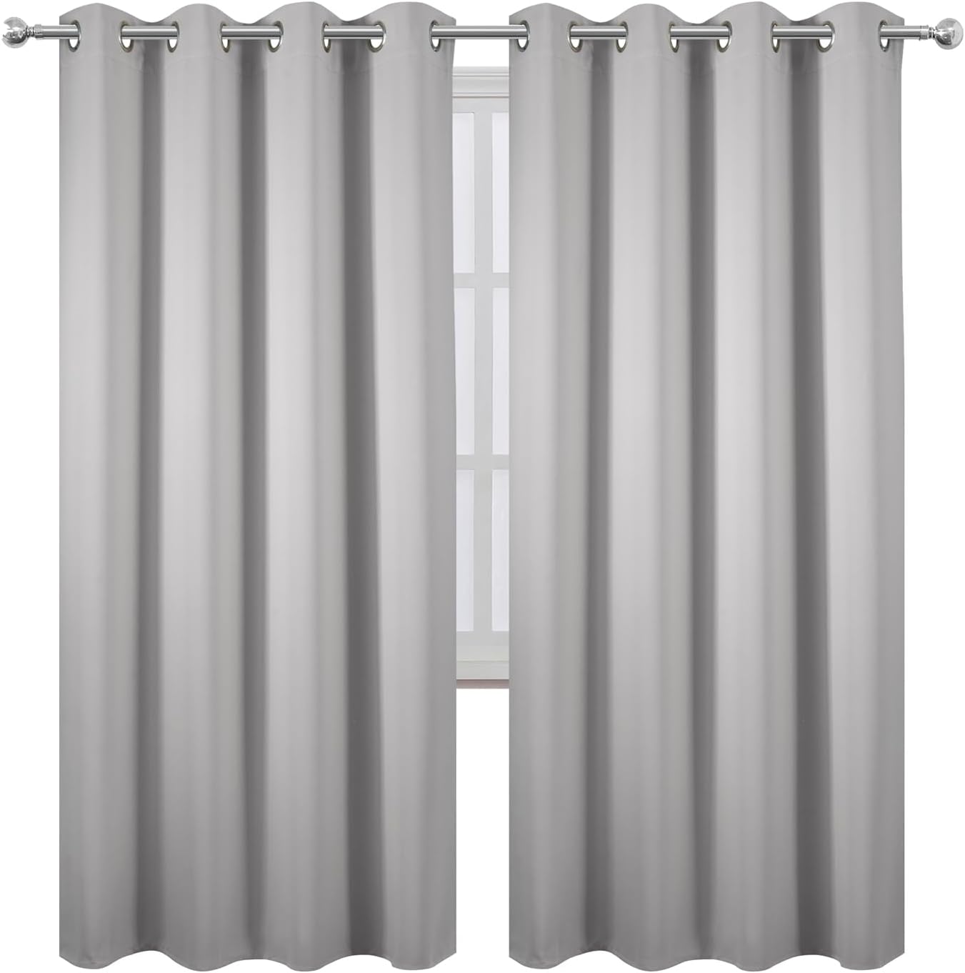 Lemomo Blackout Curtains 66 x 72 Inch Long Light Grey Curtains Set of 2 Panels Room Darkening Curtains for Bedroom and Living Room 72 Inch…