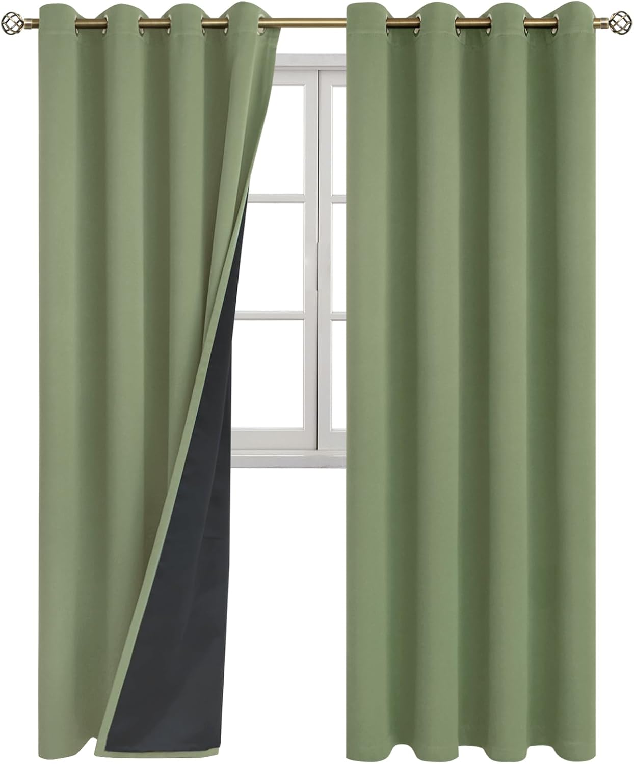 BGment Thermal Insulated 100% Blackout Curtains for Bedroom with Black Liner, Double Layer Full Room Darkening Noise Reducing Grommet Curta…