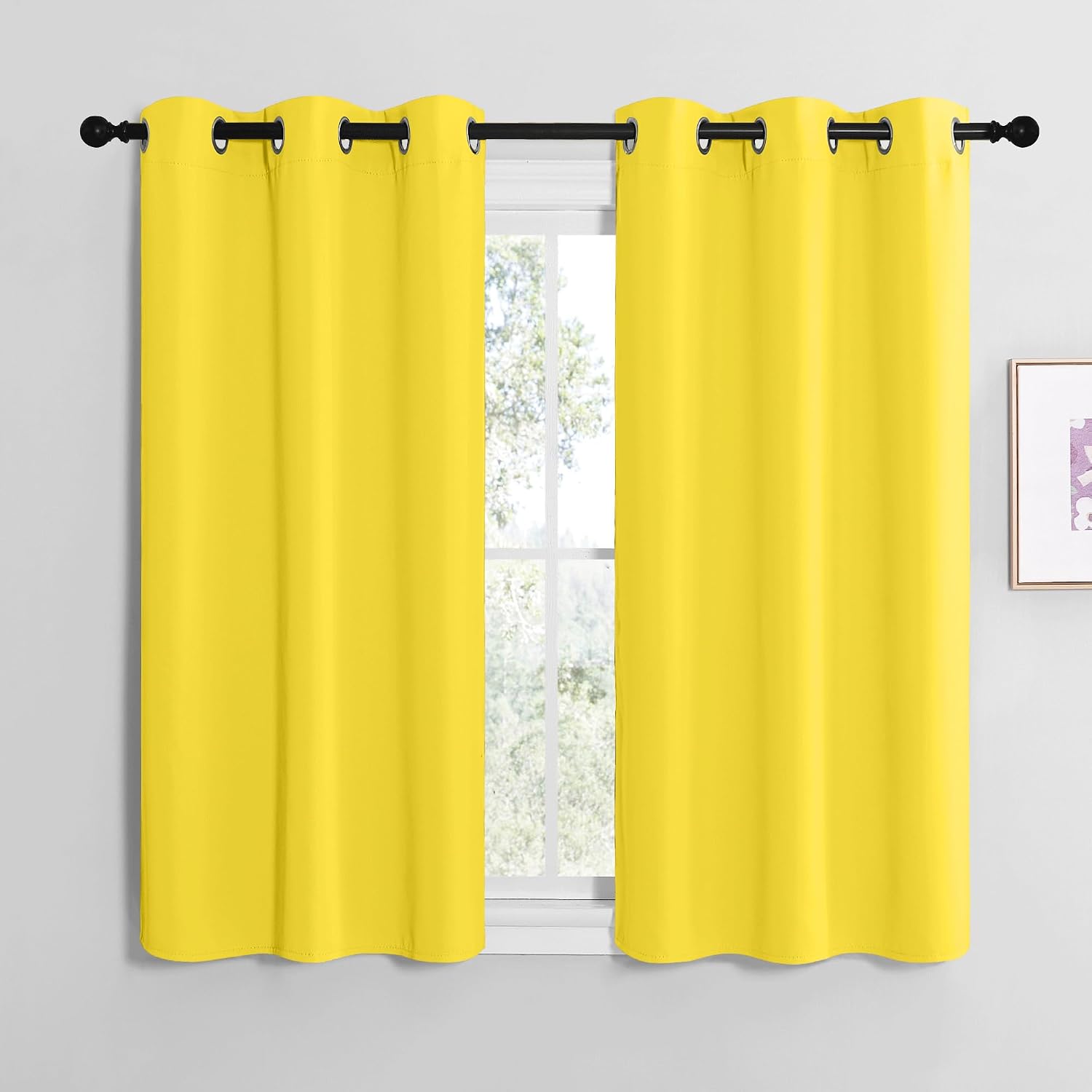 NICETOWN Bright Yellow Room Darkening Curtains for Kitchen, Window Treatment Thermal Insulated Solid Grommet Room Darkening…