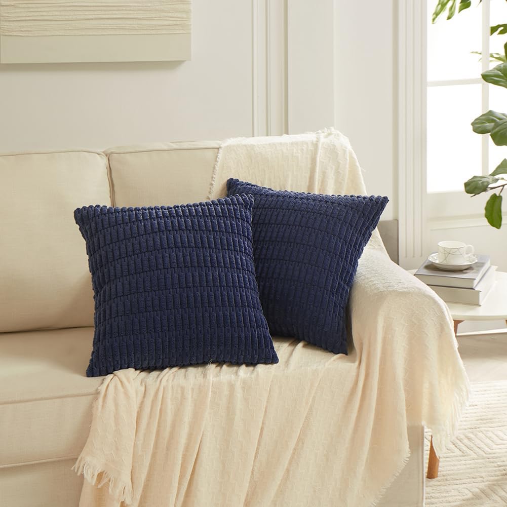 Fancy Homi Decorative Throw Pillow Covers for Bed Couch Bedroom Bench, Soft Lumbar Corduroy Solid Pillow Case, Rustic Farmhouse Boho Room…