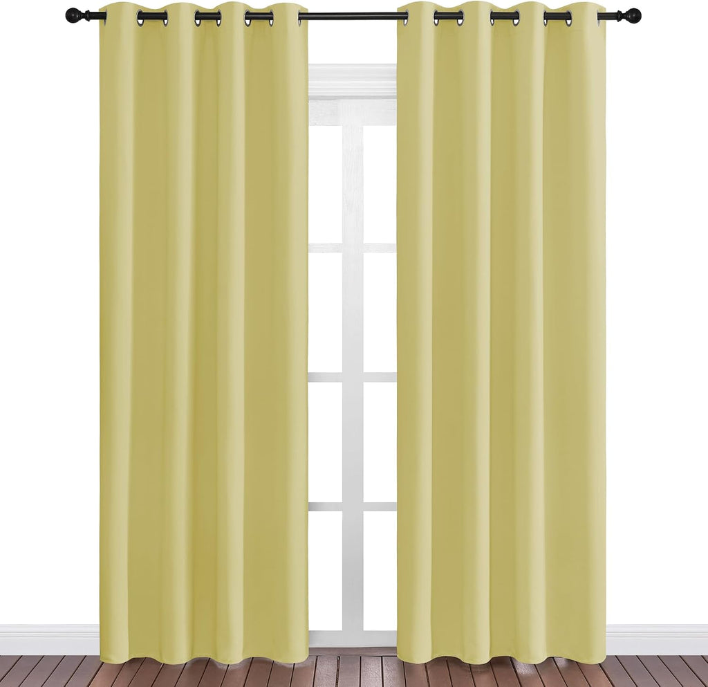 Nicetown Paler Yellow Blackout Curtains 86" Long for Office, 55" Wide, 2 Pieces, Dining Room, Guest Room, Sound Reducing Heat and Cold Bloc…