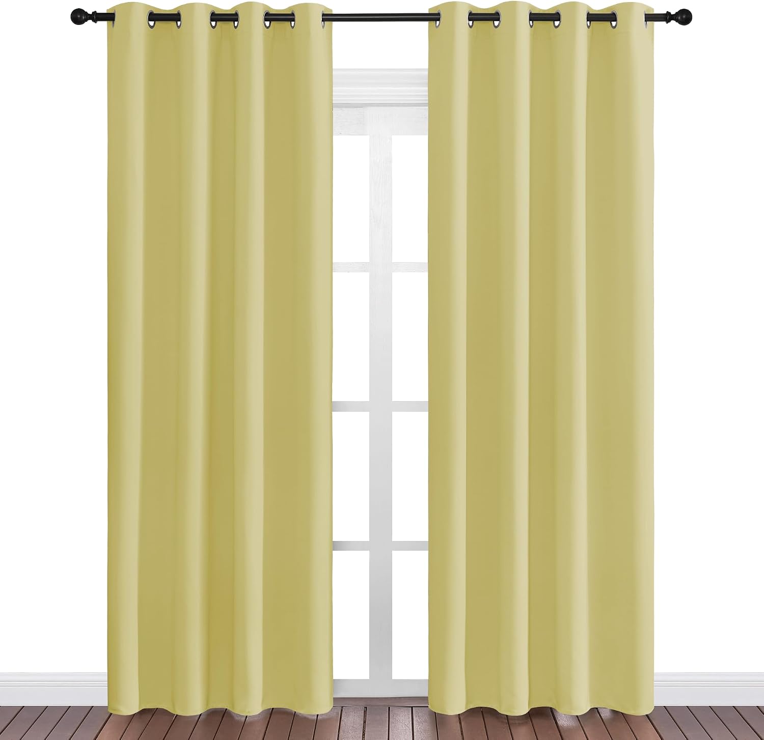 Nicetown Paler Yellow Blackout Curtains 86" Long for Office, 55" Wide, 2 Pieces, Dining Room, Guest Room, Sound Reducing Heat and Cold Bloc…
