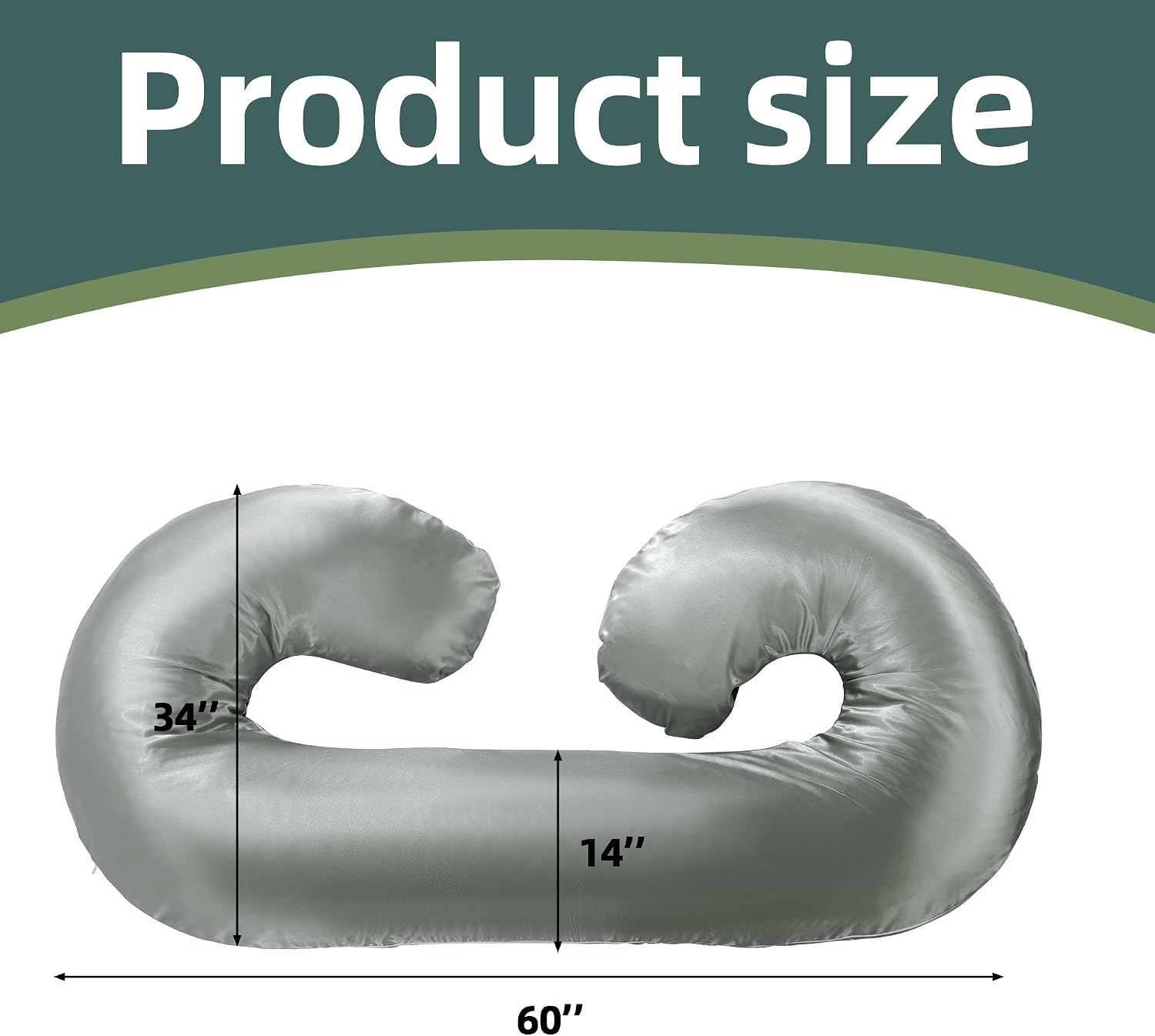 Balapet Silky Satin Pregnancy Pillow Cover (ONLY Pillowcase), C Shaped Large Luxurious Smooth Maternity Pillow Cover with Hidden Zip, Soft…