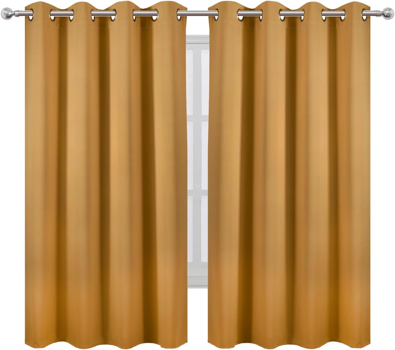 Lemomo Mustard Yellow Blackout Curtains 52 x 63 Inch Length/Set of 2 Curtain Panels/Thermal Insulated Room Darkening Curtains for Bedroom a…