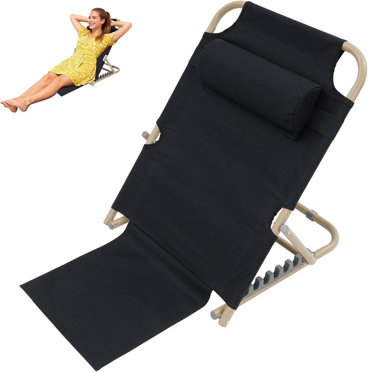 PERFERATE Bed Backrest Support Portable Bed Chair 7 Gears Adjustable Lifting Beds Backrest Folding Reading Chair with Pillow for Elderly…