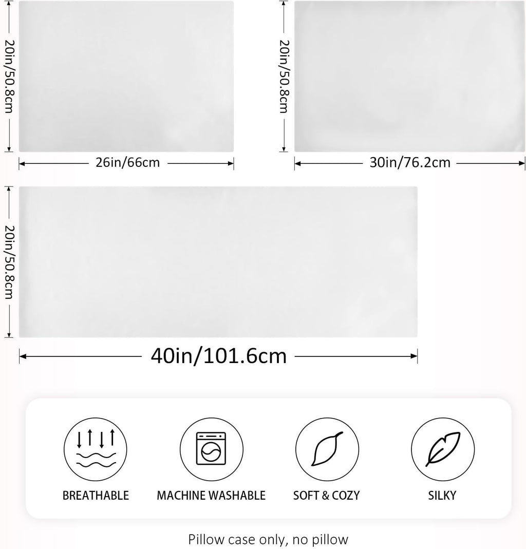 White Color Pillow Covers Silk Pillowcase for Hair and Skin Breathable Soft Satin Pillowcase Queen Size Pillow Case for Women Men Bed Hot…