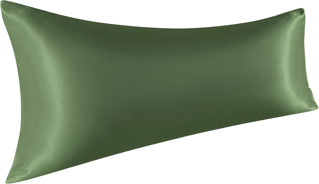 Ntbay Satin Body Pillowcase for Hair and Skin, Luxurious and Silky Pillow case with Envelope Closure, 20x54 Inches, Olive Green 54 Inches G…