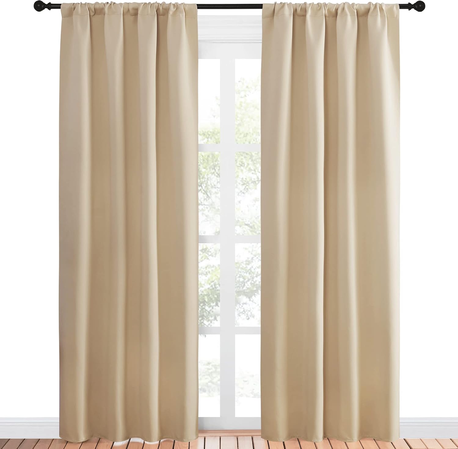 NICETOWN Kitchen Room Darkening Curtains - Panel Home Fashion Thermal Insulated Solid Rod Pocket Curtains for Window(Biscotti Beige, 1…