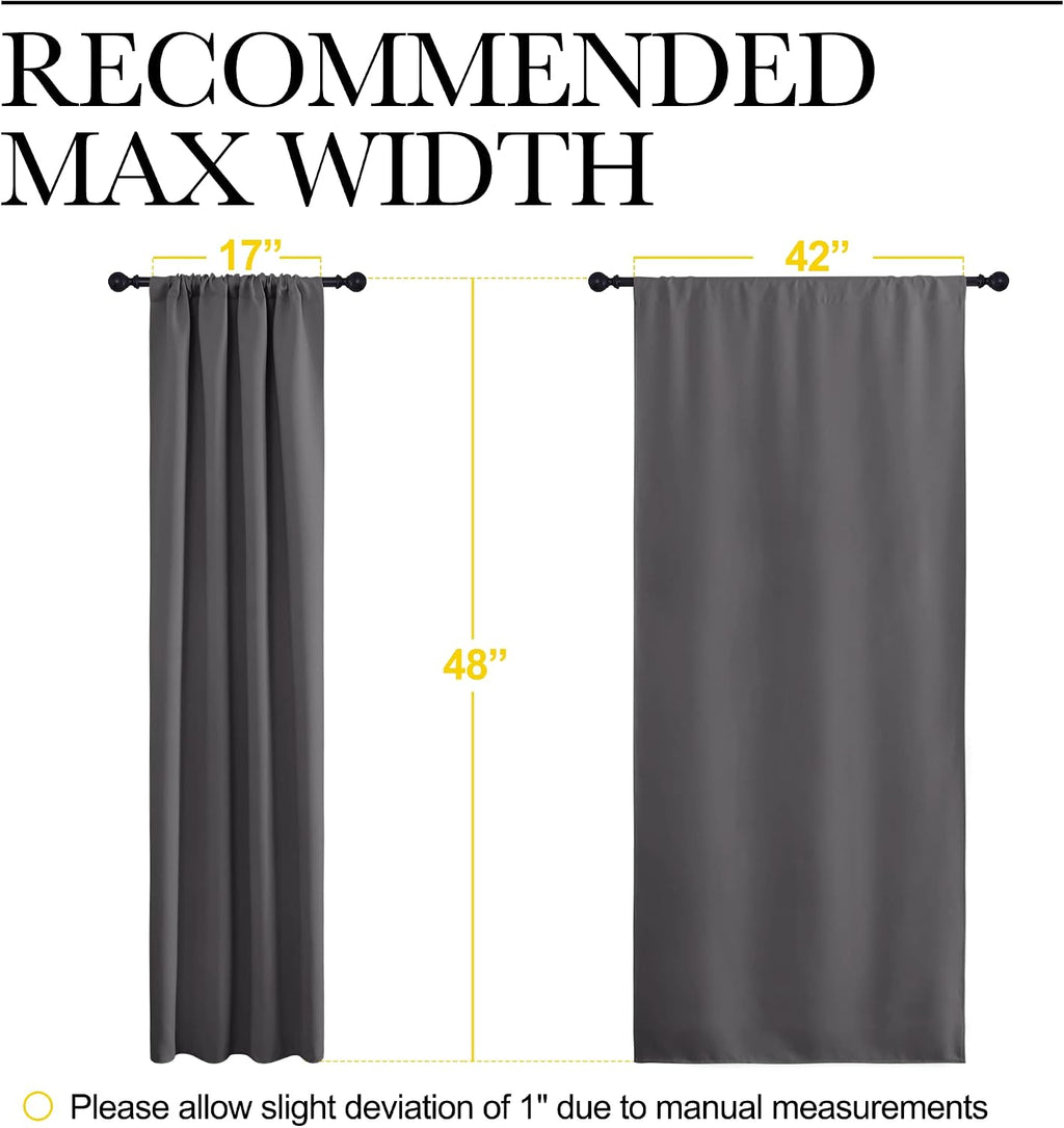 NICETOWN Grey Window Curtains for Bedroom - Home Decoration Thermal Insulated Rod Pocket Blackout Blinds & Drapes for Small Windows…