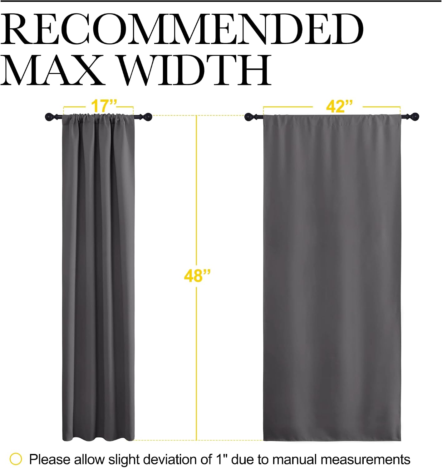 NICETOWN Grey Window Curtains for Bedroom - Home Decoration Thermal Insulated Rod Pocket Blackout Blinds & Drapes for Small Windows…
