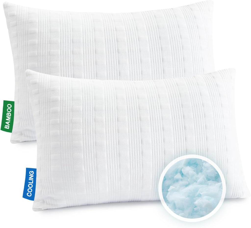 Meoflaw Cooling Pillows for Sleeping King Size Set of 2, Shredded Memory Foam Bed Pillow with Pillow Case-Double Sided Material, Adjustable…