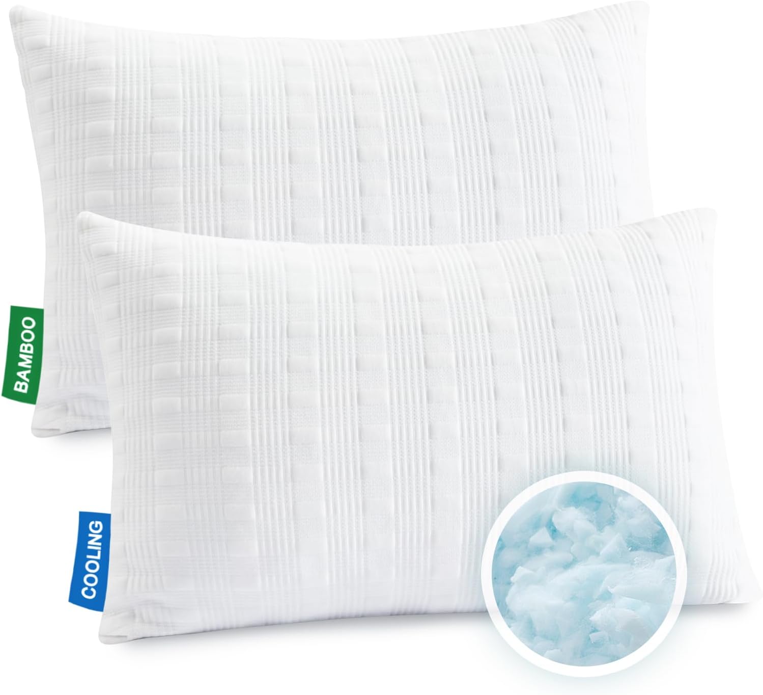 Meoflaw Cooling Pillows for Sleeping King Size Set of 2, Shredded Memory Foam Bed Pillow with Pillow Case-Double Sided Material, Adjustable…