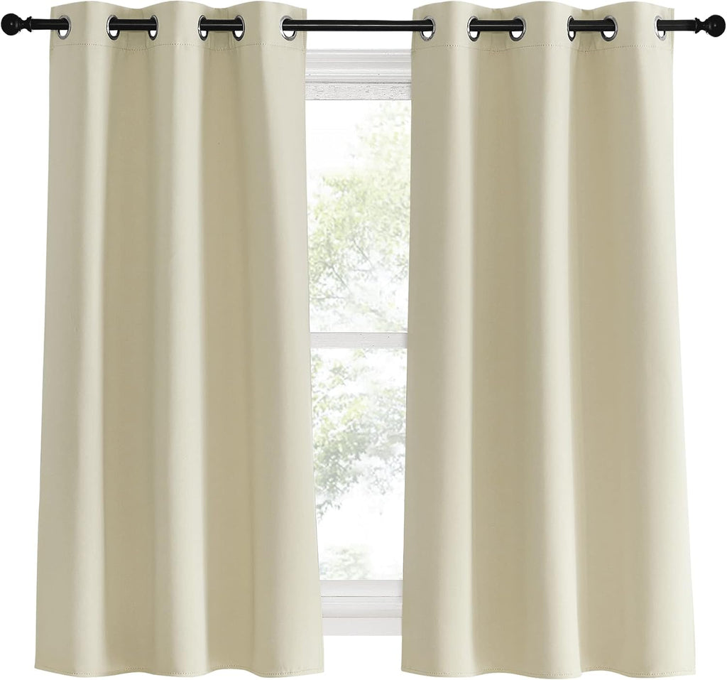 NICETOWN Room Darkening Beige Curtains for Living Room, W34 x L60, Set of 2, Window Treatment Thermal Insulated Solid Grommet Blackout…