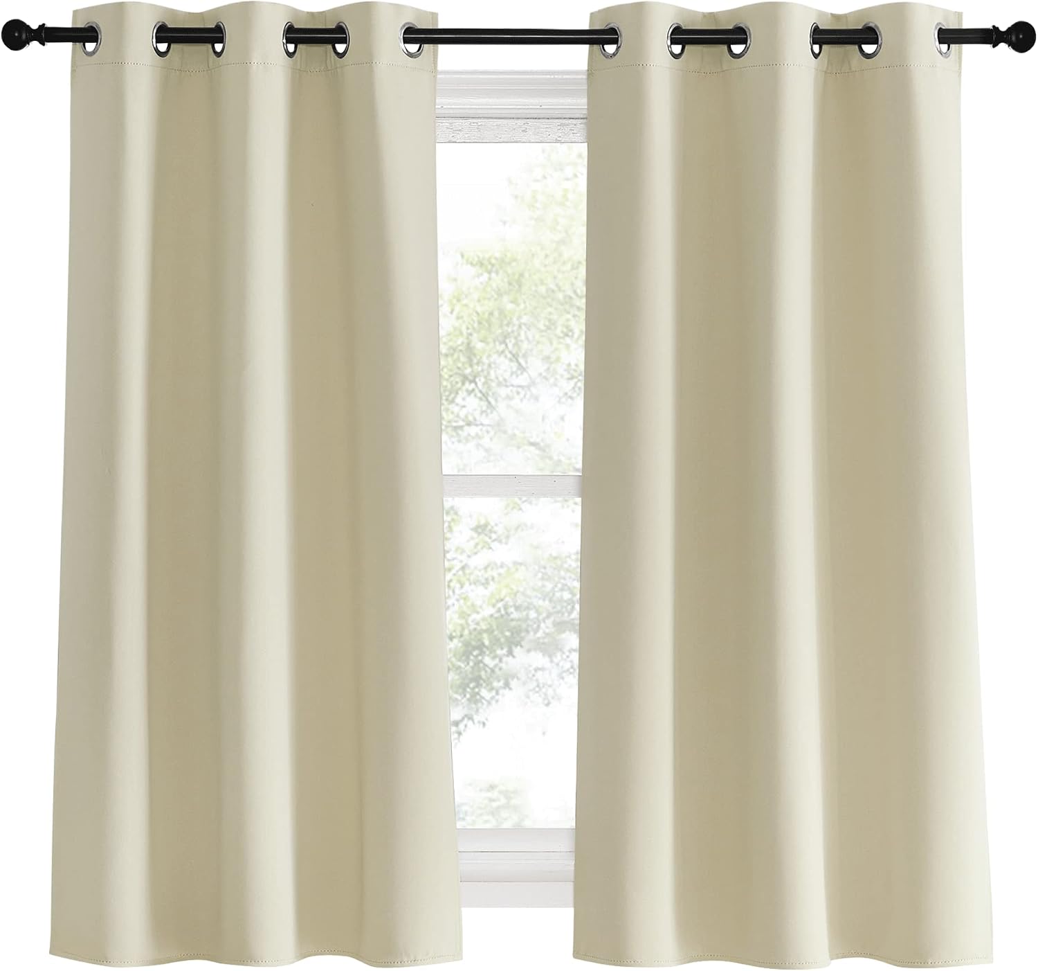 NICETOWN Room Darkening Beige Curtains for Living Room, W34 x L60, Set of 2, Window Treatment Thermal Insulated Solid Grommet Blackout…