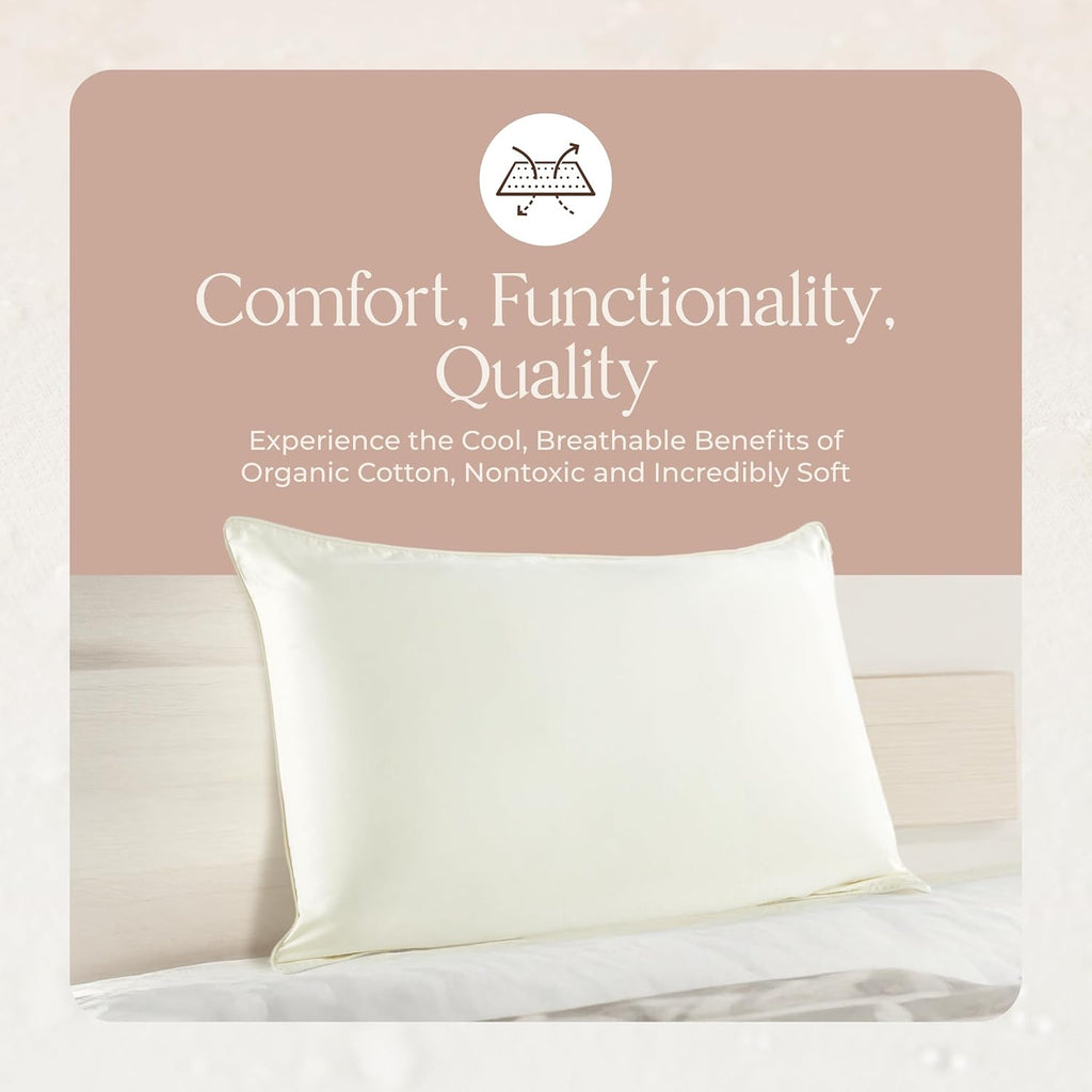 WhisperOrganics Organic Cotton Pillow Protector - 100% Waterproof Pillow Protector King Size GOTS & Fairtrade Certified - 140GSM Thicker Hy…